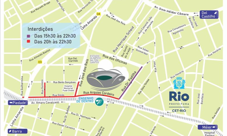 Veja as alterações no trânsito ao redor do Engenhão para o jogo do Brasileirão, no domingo - Prefeitura da Cidade do Rio de Janeiro