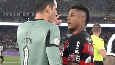 Leitura labial não acusa, mas Bruno Henrique diz levou soco de Gatito Fernández em Botafogo x Flamengo