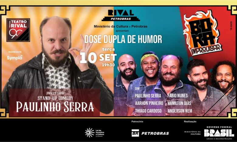 Paulinho Serra em pocket show de stand-up comedy e “Bora improvisar”