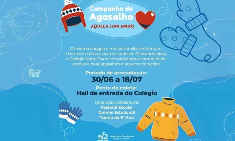 Colégio Notre Dame Recreio lança Campanha do Agasalho 2025